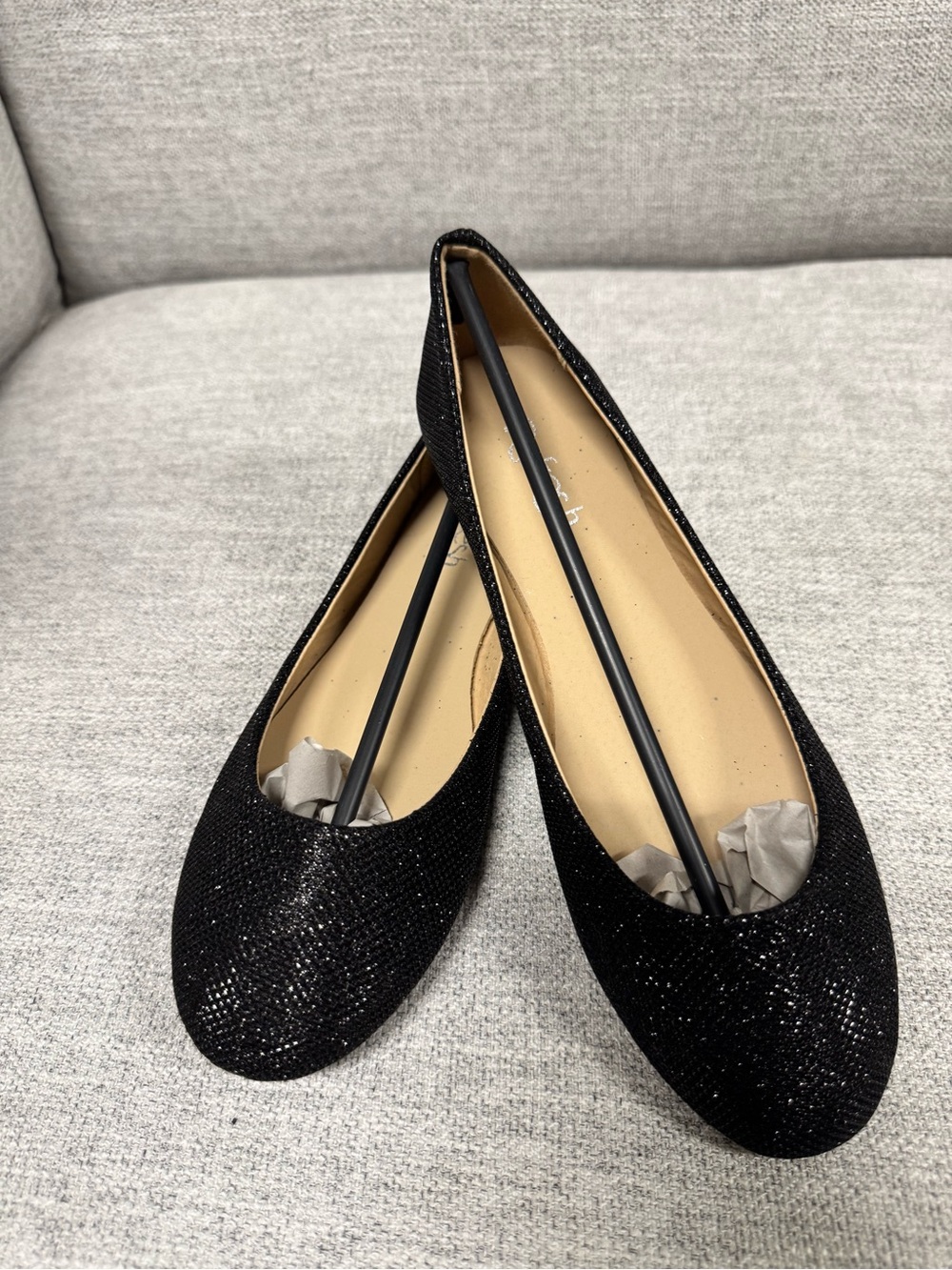 Refresh Black Sparkle Ballet Flats